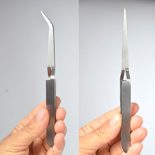 Cross Lock Tweezers 4PCS, SKZIRI 4 Pieces Reverse Tweezers Locking Tweezers Set Stainless Steel Bent and Straight Tip Cross-Locking Tweezers forJewelry DIY Craft Electronics (4)