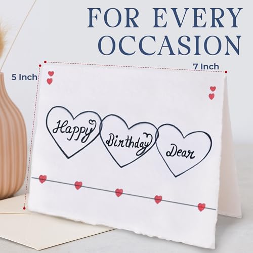 WANDERINGS Handmade Deckle Edge Blank Greeting Cards & Envelopes - 300 GSM Paper– 20 Cards for Invitations, Thank Yous, Greeting, Get Well and Birthday Cards (Blank) - color: Blank Paper