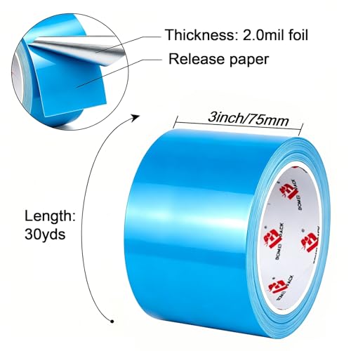 BOMEI PACK Aluminum Foil Tape,Heavy Duty Metal Foil Duct Tape (Blue, 3 Inch) - color: Blue, size: 3 Inch