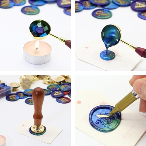 SWANGSA Moon Crow Wax Seal Stamp Kit with Sealing Wax Beads - style: Moon Crow