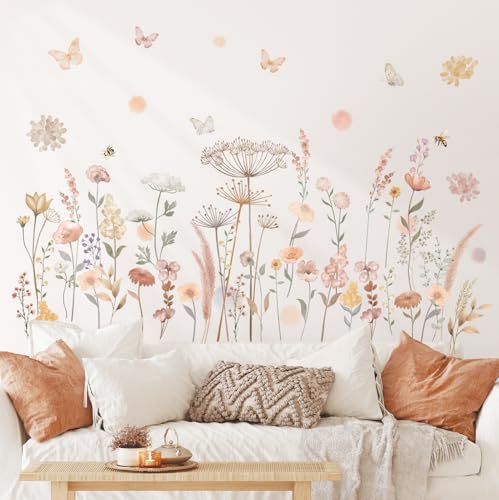 DECOWALL Watercolor Boho Wildflower Wall Stickers Decals (SG2-2421) - color: Watercolor Boho Flowers