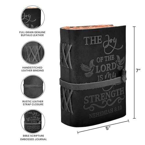 LEATHER VILLAGE Journaling Bible Joy Verse, Black 7x5. - color: Charcoal Grey