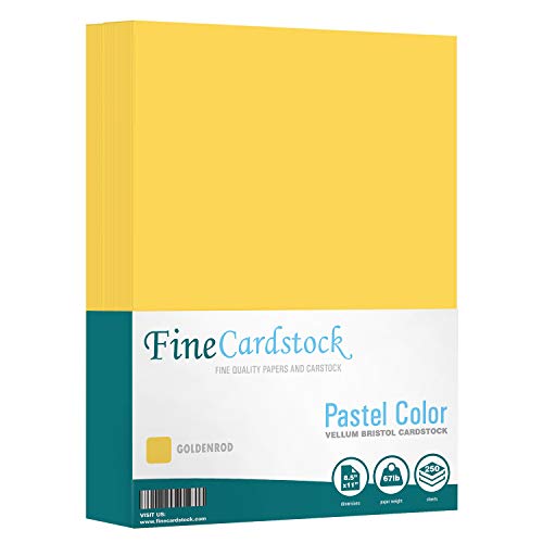 Goldenrod 67lb Vellum Bristol Cardstock, Lightweight Cover Card Stock Paper - Great for Arts and Crafts, Wedding Invitations, Documents and Brochures | 8.5 x 11 (Letter Size) | 250 Sheets per Pack - color: Goldenrod, size: 8.5 x 11