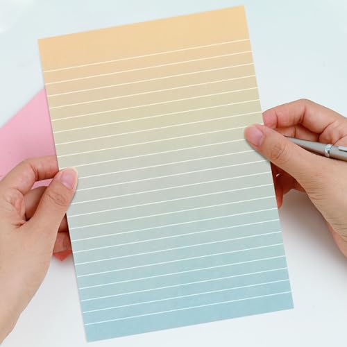 KSIWRE Watercolor Stationery Set with Envelopes, 16 Lined Paper Sheets + 8 Envelopes, Gradient Colors Stationery Paper for Writing Letter Poems Invitations Best Wishes