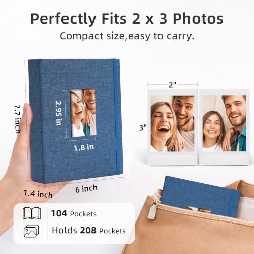Vienrose Mini Polaroid Photo Album 208 Photos 2x3 Inch Blue 1 PACK - color: Blue, size: 1 PACK