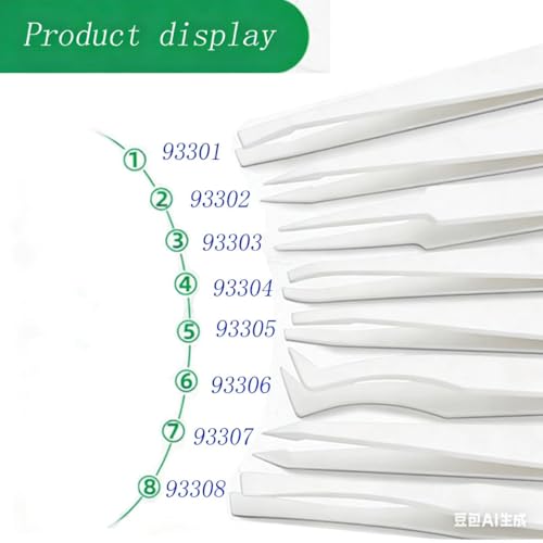 8Pcs ESD Plastic Tweezers Set Precision Tweezers Set ，Non-magnetic and Anti-Static Carbon fiber Tweezer Kits，for Craft,Electronics Repair,jewelry,Laboratory Work,And Used Etc（White） - color: White, size: 8 PCS Plastic Tweezers-White