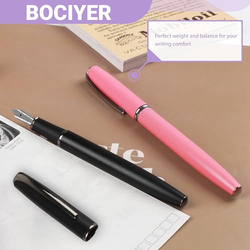 Super Smooth Writing Fountain Pen Set,Includes 2 Hand Polished Iridium Nibs(Fine & Extra Fine),8 Ink Cartridges,2 Ink Refill Converter and Gift Box,Best Pen Gift Set for School,Office(Purple) - color: Purple