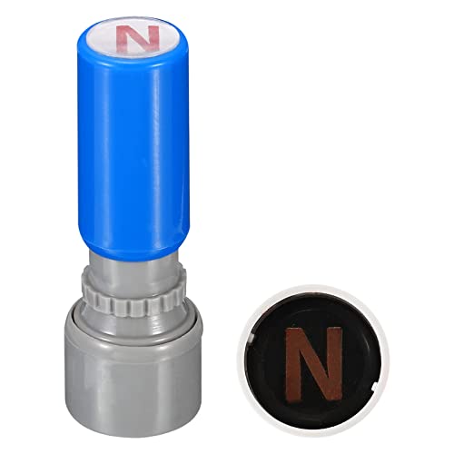 PATIKIL Letter Stamps Self Inking, Character N 7mm Alphabet Teacher Stamp Initial Stamp Mini Ink Stamp for Class Notebook Scrapbooking DIY Craft, Blue Shell - style: N
