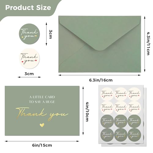 36 Pack Thank You Cards with Envelopes, 4x6 Inch Thank You Card Bulk