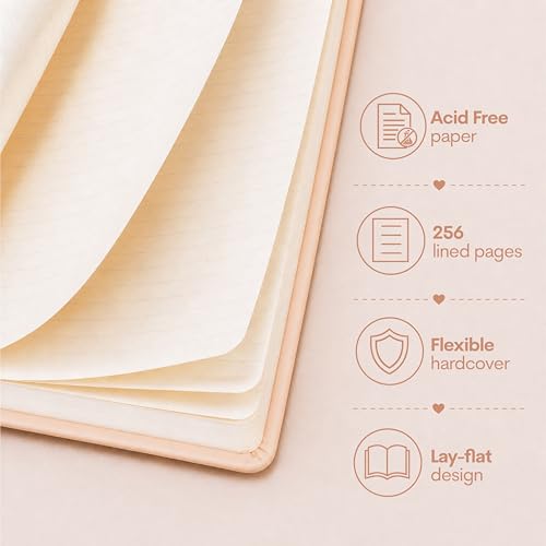 WORLD TRAVELER Eccolo A5 Lined Journal 256 Ivory Pages Lay Flat 6x8 - color: Pink with Pen