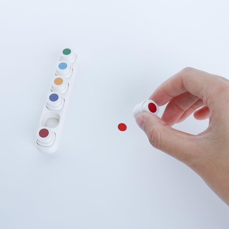 Mini Dot Stamp Set – 6-in-1 Pre-Inked Stamp Kit with Multi Color Ink for Office Planner Teacher Rating Stamp- Crafts, Journals, Scrapbooking – 0.2" Impression Size - color: White