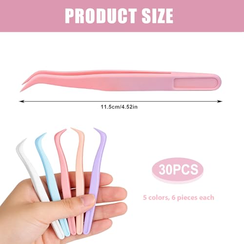 30Pcs Plastic Tweezers, Small Craft Beads Tweezers Sticker Tweezers
