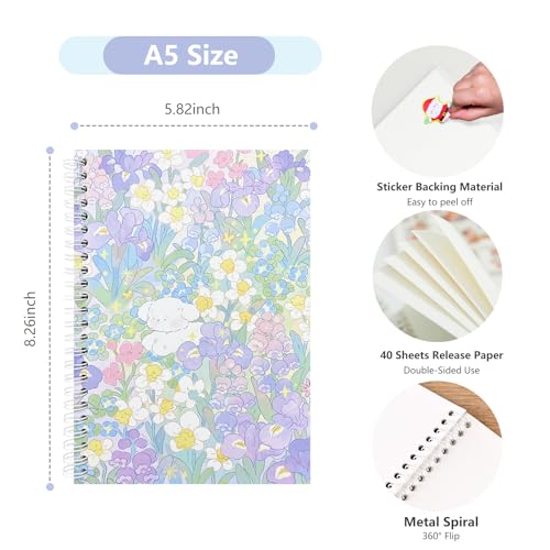 YUATCYA Reusable Sticker Collecting Book Storage Album with 40 Sheets Blank Release Paper - A5 Size Stickers Organizer Collection Notebook for Adult (PURPLE-2)