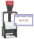 MaxMark Heavy Duty Self Inking Date Stamp with Phrase Deposited - 2 Color Blue/Red Ink - color: Hd Blue/Red, size: DEPOSITED