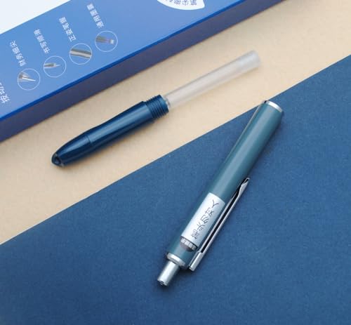 OASO K016 Retractable Fountain Pen Set 0.5mm with 4pcs Blue Ink Cartridges Smooth Writing for School Students (Deep Sea Blue) - color: Deep Sea Blue