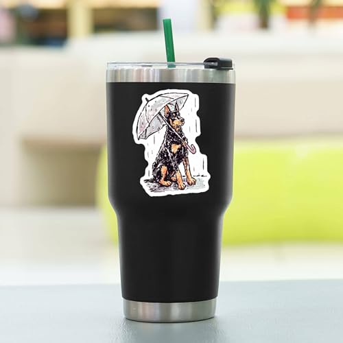 100 PCS Doberman Stickers Pack – Waterproof Dog Decals for Water Bottles, Laptops, Phones, Notebook, Cars – Cool Vibrant Graphics for Doberman Enthusiast - color: Doberman