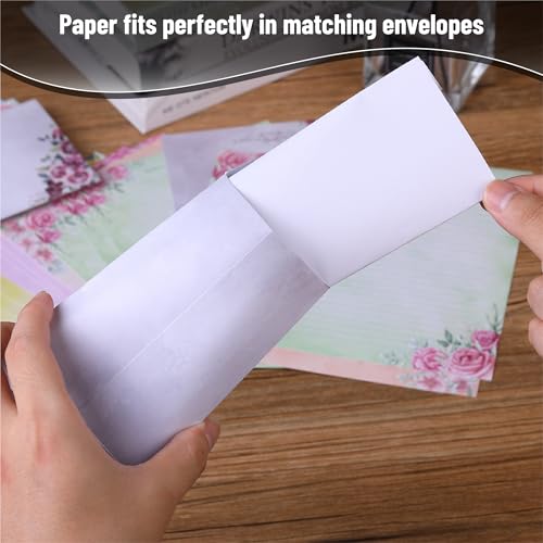 Mr. Pen- Stationery Writing Paper Set with Envelopes, 7.4" x 5.5" - color: Summer Flowers, size: 48 Lined stationery papers