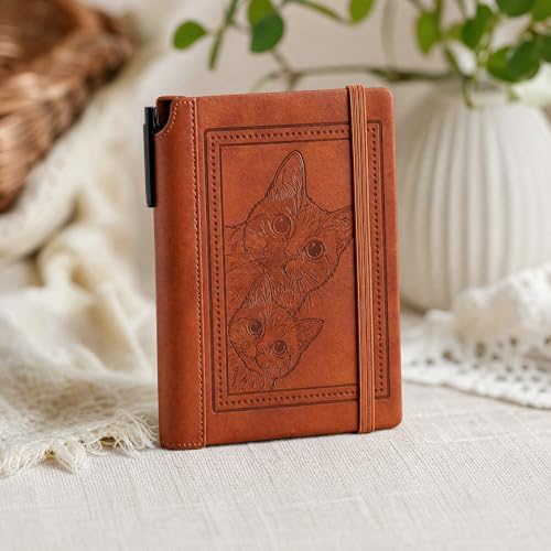 CAGIE Cat Journaling Notebook for Women, A5 Hardcover, Gift for Cat Lover - color: Z-Cat Brown