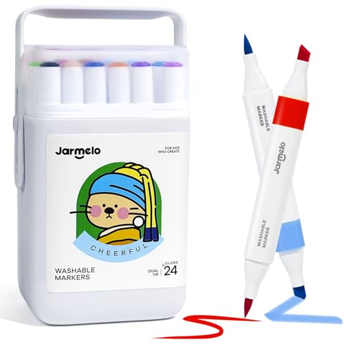Jar Melo Washable Dual Tip Markers for Kids Ages 4-8, 24 Colors - color: 24 Colors