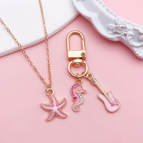 Youdiyla 40pcs Enamel Charms Alloy Metal Charms for Jewelry Making Necklace Bracelet Earring DIY Accessories - color: Pink