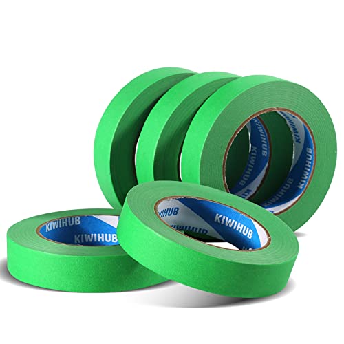 Green Painters Tape,1 inch x 60 Yards x 5 Rolls(300 Yards Total) - color: Green