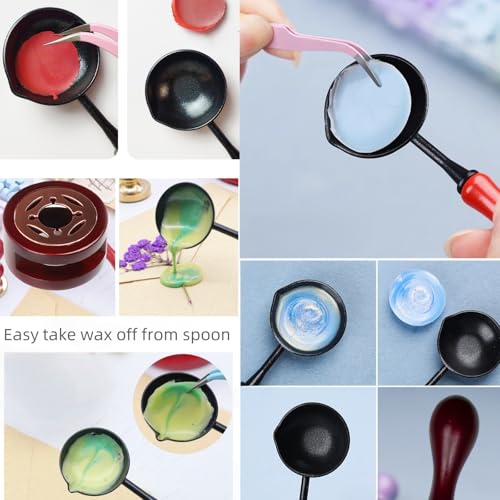 Sage Geen Sealing Wax Beads, ONWINPOR 400pcs Wax Seal Kit with Warmer, Non-Slip Spoon, Candles for Envelopes, Stamp Letter Seal,Wedding Invitations (Vanilla Green) - color: Vanilla Green