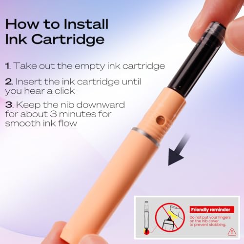 WRITECH Clictek Retractable Fountain Pen: Fine Black Ink with 5 Cartridges - color: Multicolor
