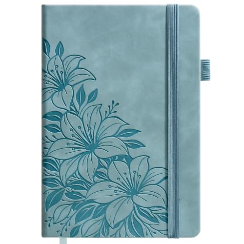 Lined Journal Notebook Hardcover Leather Bound 300 Pages A5 Blue Cute Diary - color: Light Blue, size: A5 300 Pages