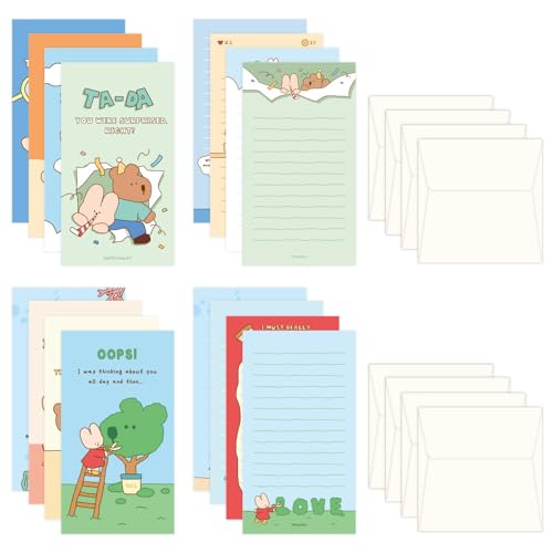 Monolike Happy and Lucky Littles Series.1 Mini Letter Paper and Envelopes Set - 8Type, 32 Letter Paper + 16 Envelopes - color: Happy and Lucky Littles Series.1