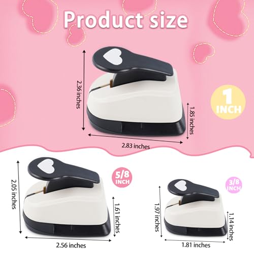 Heart Punches for Paper Crafts, Heart Shaped Hole Punch 1 in 5/8 in 3/8 in - size: 3 Pack, 3/8+5/8+1 in