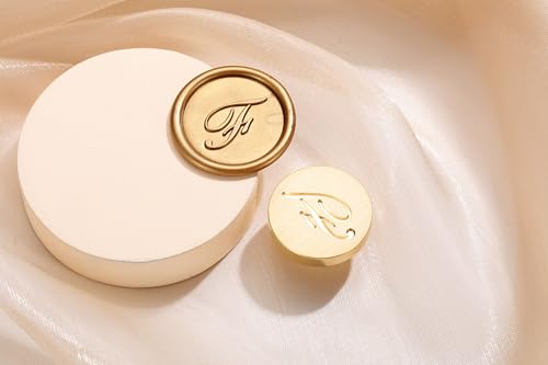 Yoption Handwritten Initial Alphabet Wax Seal Stamp, Letter F | Brass Head and Wooden Handle Sealing Stamp for Wedding Invitations, Envelopes, Christmas Cards, Gift Wrapping, Snail Mails - style: F