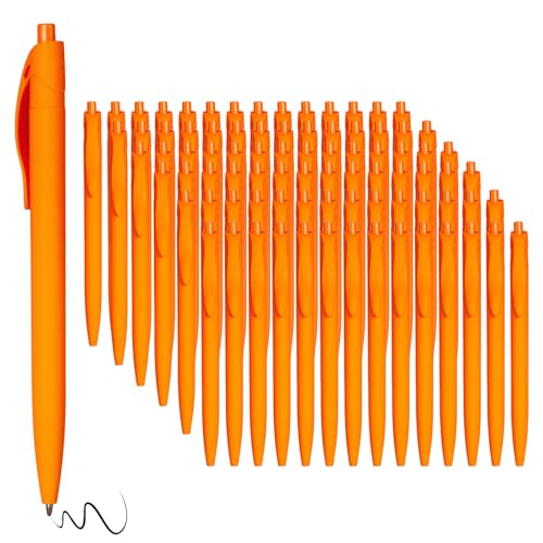 BallPoint Pens, 100 Pack (BLACK Ink),Bulk Pens, Orange Barrel,Click Pens for Office Home and School, Retractable Ballpoint Pens, Medium Point, 1.00MM (Orange) - color: Orange