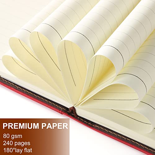 A5 Lined Leather Journal with Pen, 240 Pages Refillable Hardcover Notebook with Pocket and Magnetic Buckle, 80gsm Thick Daily Diary for Men and Women, Great Gift for Business Travel Personal - Red - color: Red, size: A5 Lined Paper