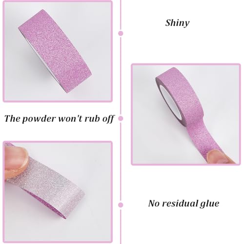 GORGECRAFT 3 Rolls 30m x 15mm Glitter Decorative Tapes Adhesive Crafting Washi Paper Tape Light Purple Foil Masking Tapes Stick for DIY Scrapbook Gifts Wrapping Car Furniture Graphic Arts Walls Decor - color: Light Purple