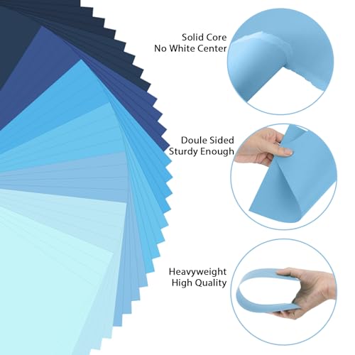 80 Sheets Blue Construction Paper 8.5x11,92lb Blue Cardstock Paper Colored - color: Gradient Blue, size: 80 Sheets