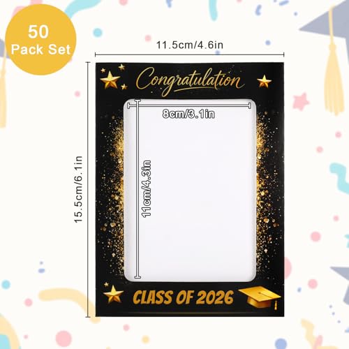 50Pcs 4x6 Paper Picture Frames Bulk, Class of 2026 Hanging Pictures with String Photo Hanger with Clips Hanging Photo Display Wall Decor, Diy Picture Frame Craft Graduation Photo Banner for Picture Board for Photos - color: Class of 2025