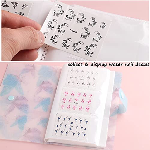 Nail Art Sticker Storage Books Nail Organizers and Storage for Nail Tech Sticker, 120 Slots Album Empty Storage Holder Binder Book Plastic Nail Water Nail Decals Sticker Book Reusable