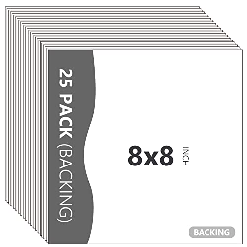 25 Pack Backing Boards, 8x8 Uncut White Mats Matboards - size: 8x8