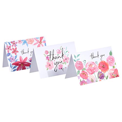 Amazon Basics Thank You Cards and Envelopes, 48 Count, Floral Assorted Designs - size: 4 x 6 inches