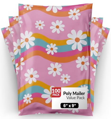 Package Mint Poly Mailers 6x9, Groovy Daisy Design Shipping Bags, 100 Pack - color: Groovy Daisy, size: 6x9 Inches (100 Pack)