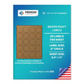 Premium Label Supply Brown Kraft Sticker Round Labels – 2" Circle – Laser/Inkjet Compatible – (20 per Sheet), 1000 Sheets – 20,000 Total Adhesive Labels - size: 20000 Labels
