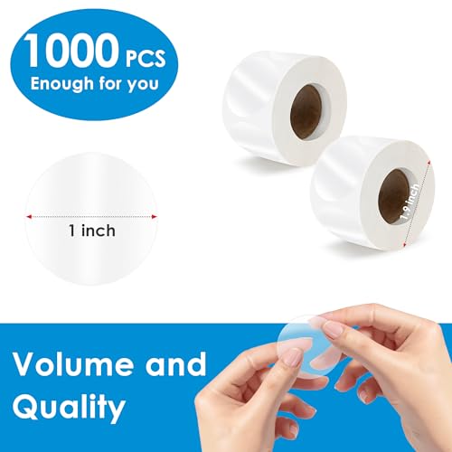 1000 pcs 1 inch Round Clear Transparent Waterproof Stickers, Self-Adhesive Seals Stickers for Package, Envelope, Cosmetic Box, Mail, Circle Label (1inch-1000) - style: 1in-1000pc