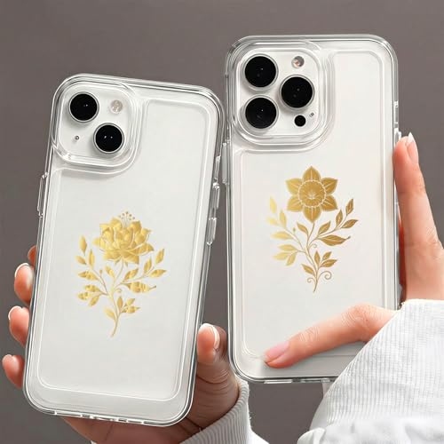 Gold Floral Stickers 50 Pcs, Waterproof PET Vintage Botanical Decals - style: gold floral