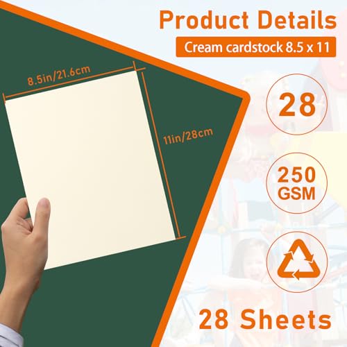 Guakicae 28 Sheets Cream Cardstock 8.5 x 11 Ivory Paper 92lb - color: Cream, size: 28 Sheets