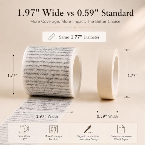 CPWGSM Washi Tape, 1 Roll Vintage Japanese Masking Tape for Scrapbooking, 1.97in Wide Decorative Adhesive Craft Tape for Planners, Journaling, DIY Projects, Gift Wrapping, School Supplies