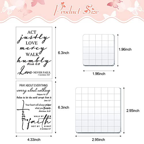 Geyee 8 Pcs Christian Bible Verse Clear Rubber Stamps for Crafting, 6 Sheets Christian Bible Verse Clear Rubber Stamp 2 Pcs Acrylic Blocks for DIY Journal Card Making Scrapbooking Decor