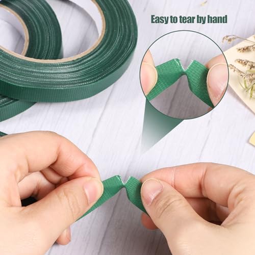 Prudiut 3 Rolls Green Floral Tape 1/2 Inch Waterproof Florist Tape - size: 3 rolls/0.5in