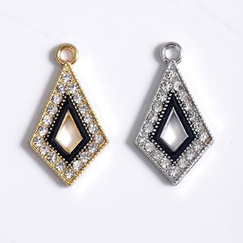 stino 40/50 Pieces Rhinestone Charms, Turtle Heart Bow Cross & Rhombus Jewelry Making Supplies, Silver & Gold Plated Crystal Pendants - style: Arrow (40Pcs)