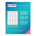 Premium Label Supply White Sticker Return Address Labels – 1.75" x .5" – Laser/Inkjet Compatible – (80 per Sheet), 100 Sheets – 8000 Total Adhesive Labels - size: 8000 Labels