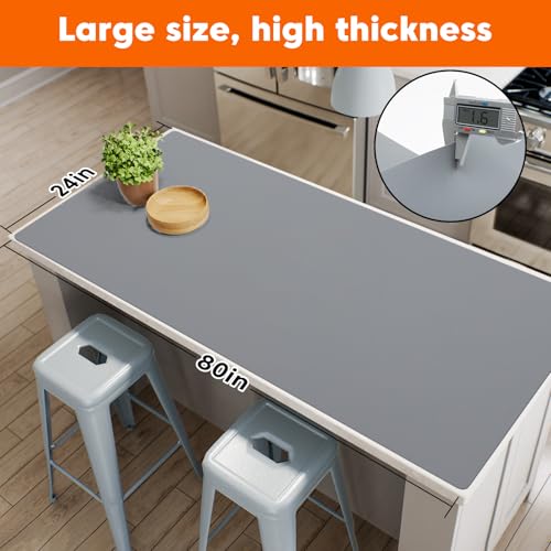 Large Silicone Mat, 24"x80" Heat Resistant Mats for Countertop, Dark Gray - color: Dark Gray, size: 80"L x 24"W